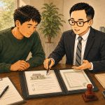 老唐向屋主說明簽約、備證、完稅、清償、過戶與交屋流程