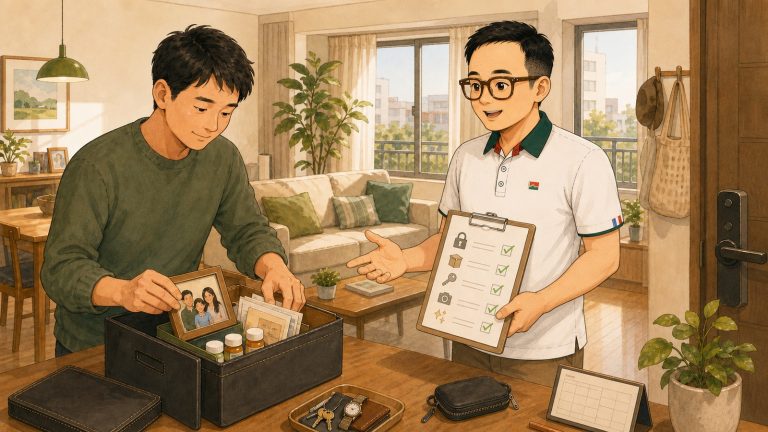 老唐陪屋主整理帶看前的收納、隱私、鑰匙與拍照事項